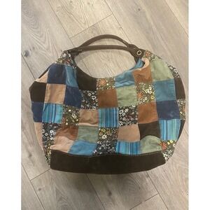 Satchel Purse Hobo Boho Vintage Suede Patchwork Short Strap Hippy